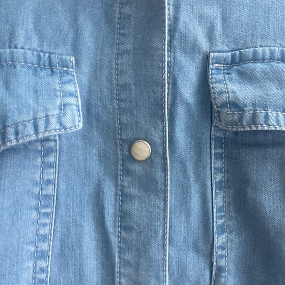 Promod floral embroidered denim midi dress with long sleeve size L for women - Picture 4 of 10